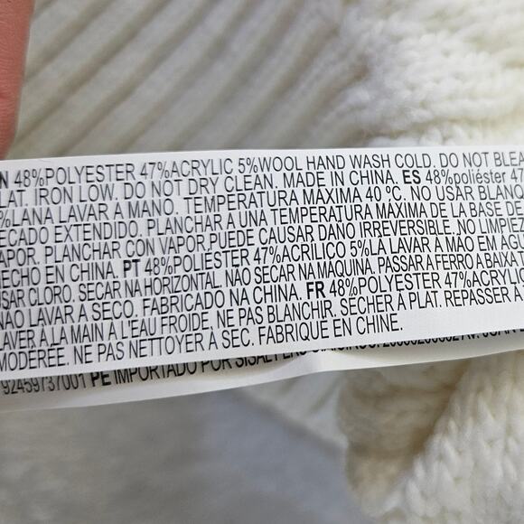 New Forever 21 Wool Blend Cable Knit Sweater Vest Cream Off White Large Preppy - Picture 10 of 12